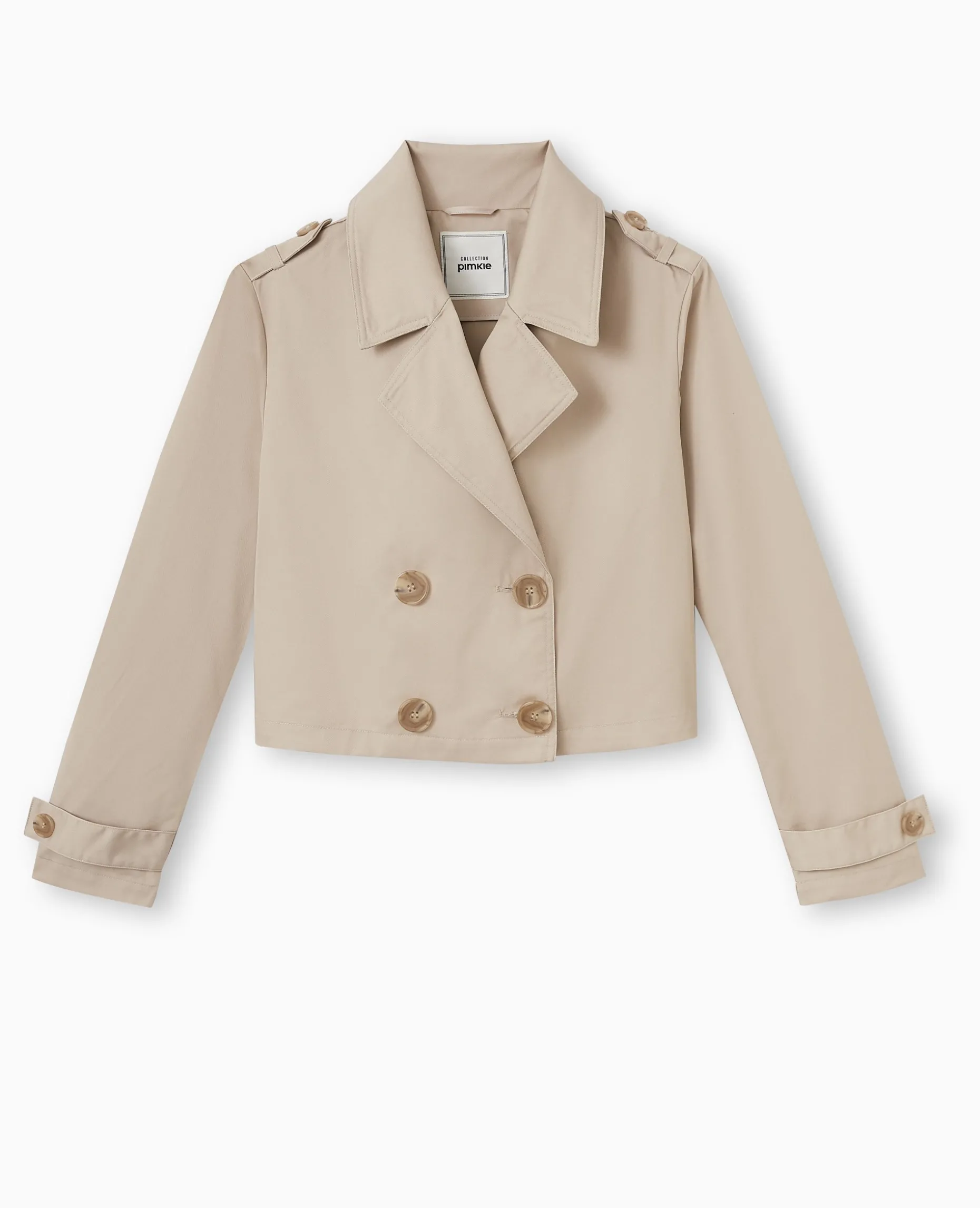 Veste Trench Courte Double Boutonnage - Beige