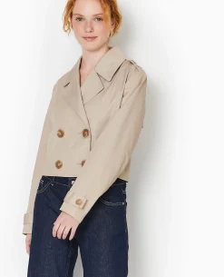 Veste Trench Courte Double Boutonnage - Beige