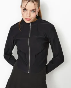 Veste Zippée Fittée Et Courte - Noir