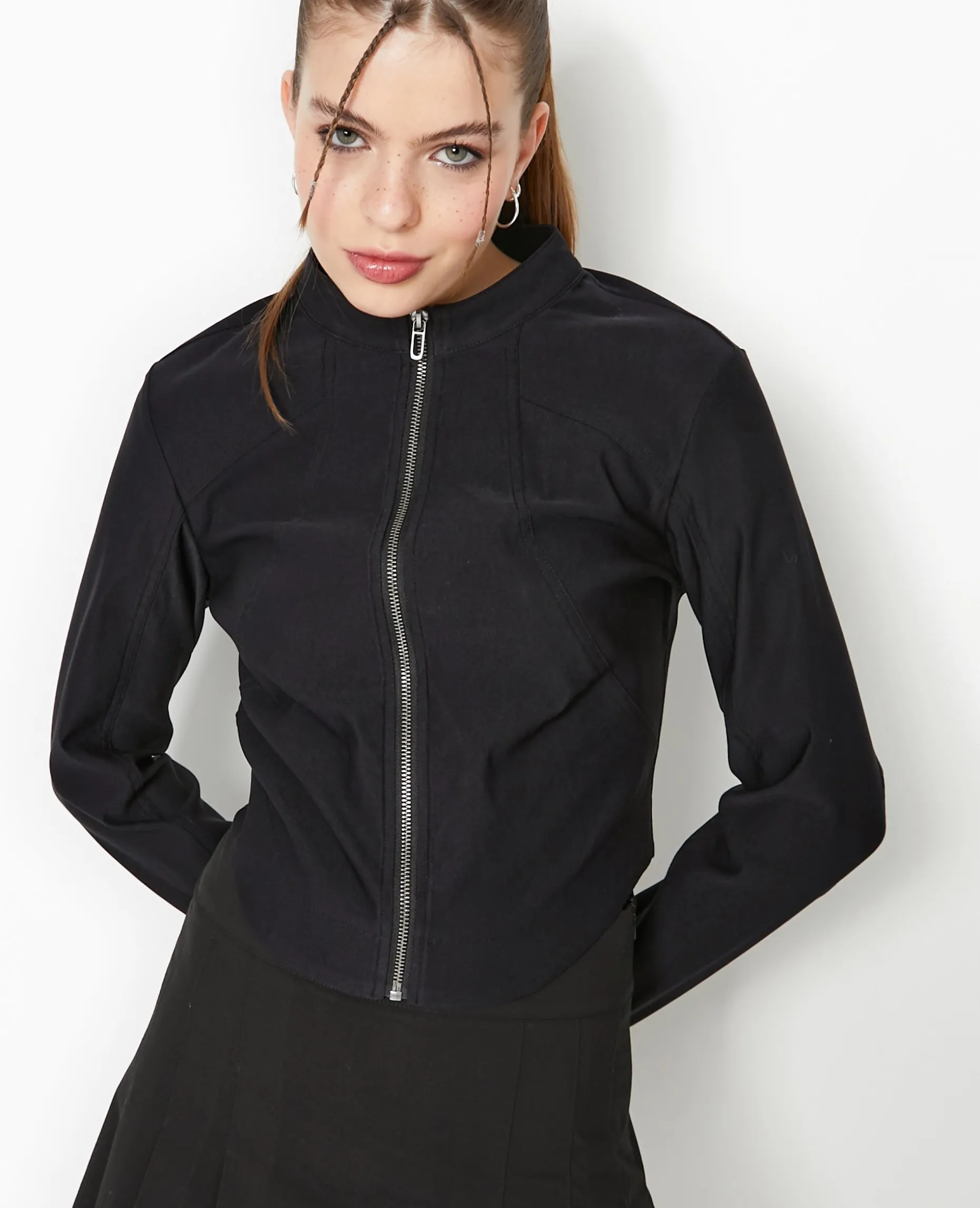 Veste Zippée Fittée Et Courte - Noir