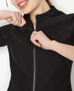 Veste Zippée Fittée Et Courte - Noir